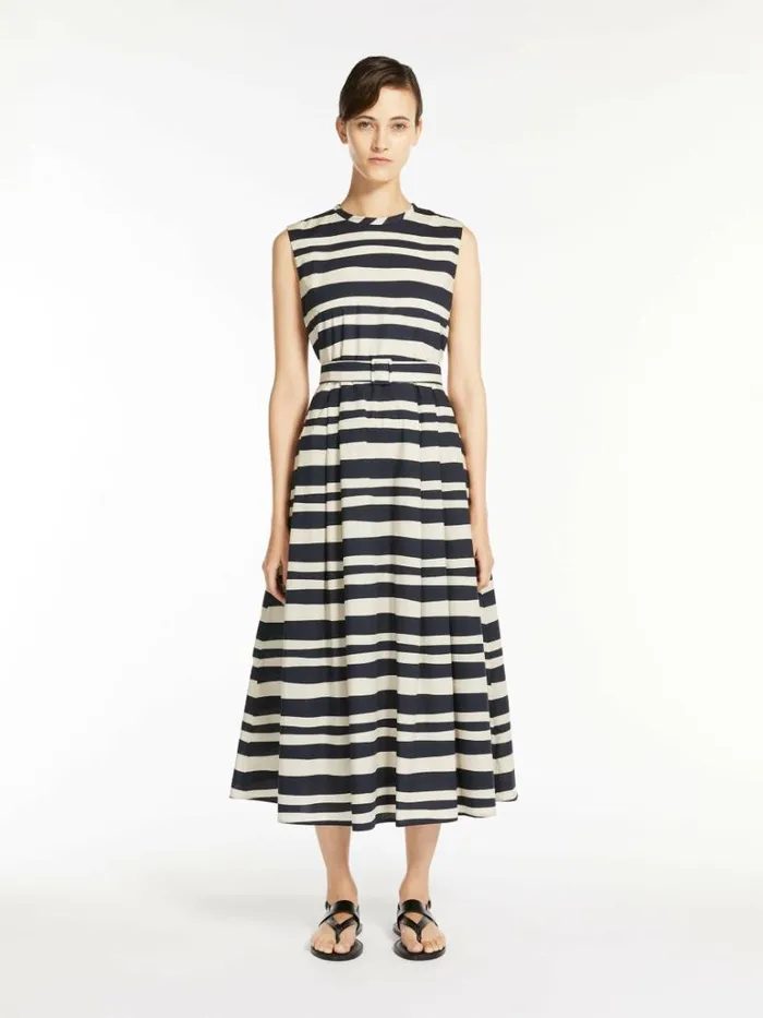 Women Max Mara Dresses Printed Poplin Dress With Belt Ultramarine