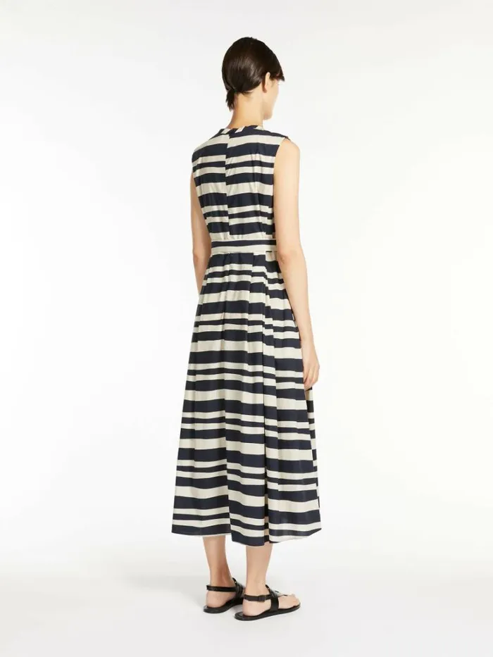 Women Max Mara Dresses Printed Poplin Dress With Belt Ultramarine