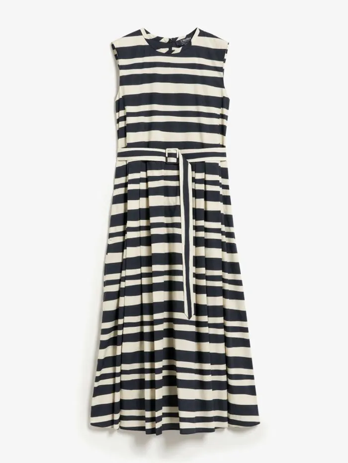 Women Max Mara Dresses Printed Poplin Dress With Belt Ultramarine