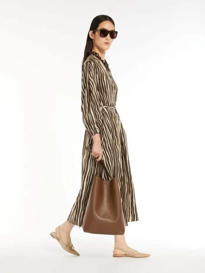 Women Max Mara Dresses Printed Voile Dress Dark Bown