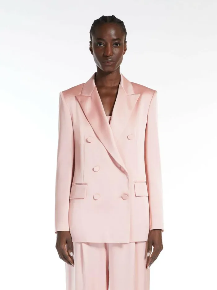 Women Max Mara Jackets And Blazers Doublebreasted Envers Satin Blazer Pink