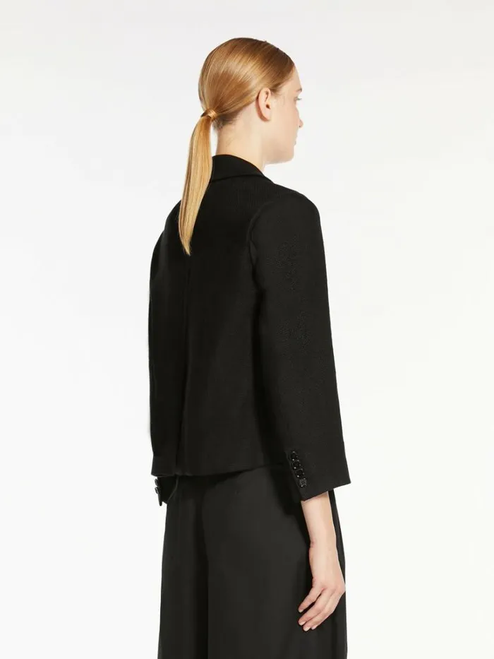 Women Max Mara Jackets And Blazers Linen And Cotton Basketweave Blazer Black