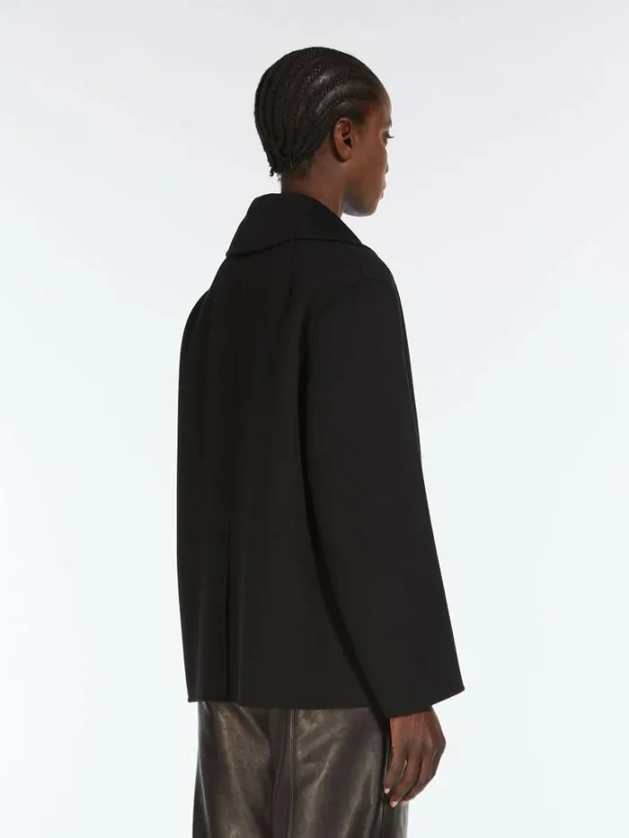 Women Max Mara Jackets And Blazers Short Wool Pea Coat Black