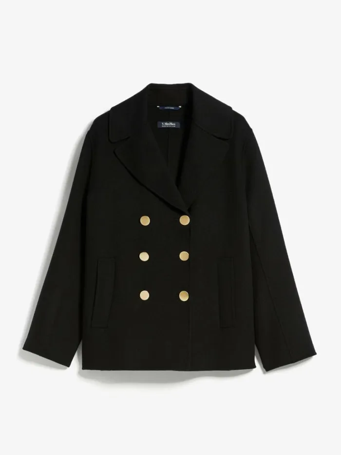 Women Max Mara Jackets And Blazers Short Wool Pea Coat Black