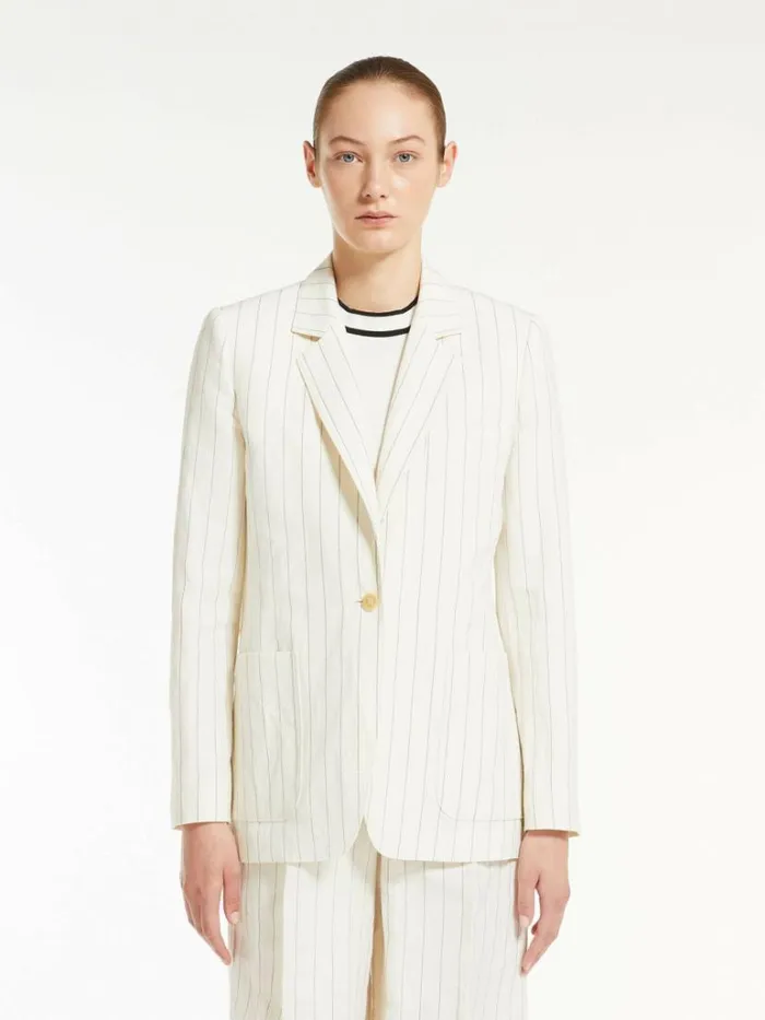 Women Max Mara Jackets And Blazers Singlebreasted Blazer In Pinstriped Canvas White Black
