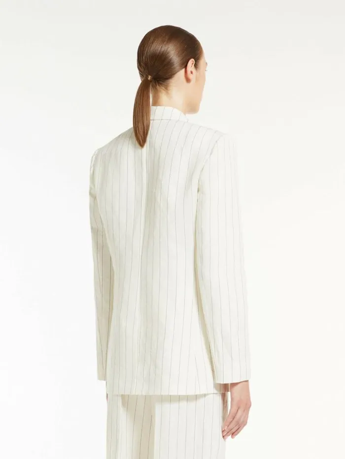 Women Max Mara Jackets And Blazers Singlebreasted Blazer In Pinstriped Canvas White Black