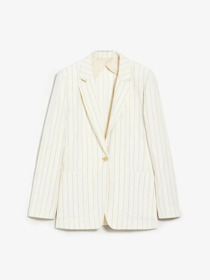 Women Max Mara Jackets And Blazers Singlebreasted Blazer In Pinstriped Canvas White Black