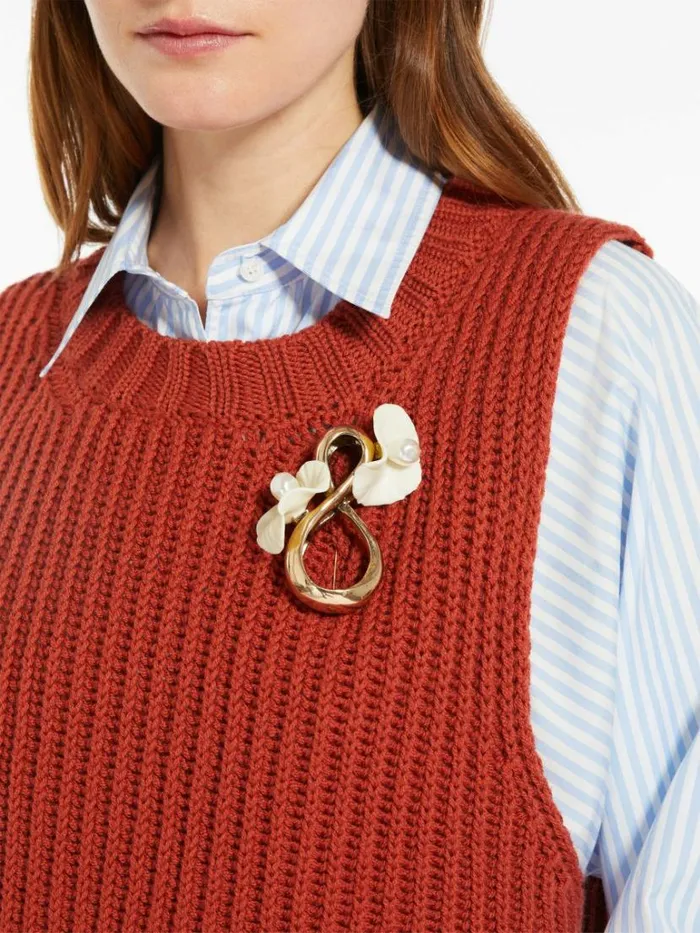 Women Max Mara Jewelry Metal Brooch Gold