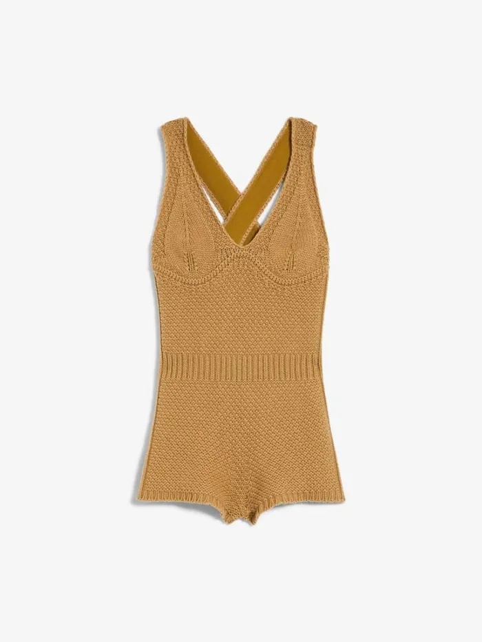 Women Max Mara Jumpsuits Bodycon Knit Jumpsuit Tobacco