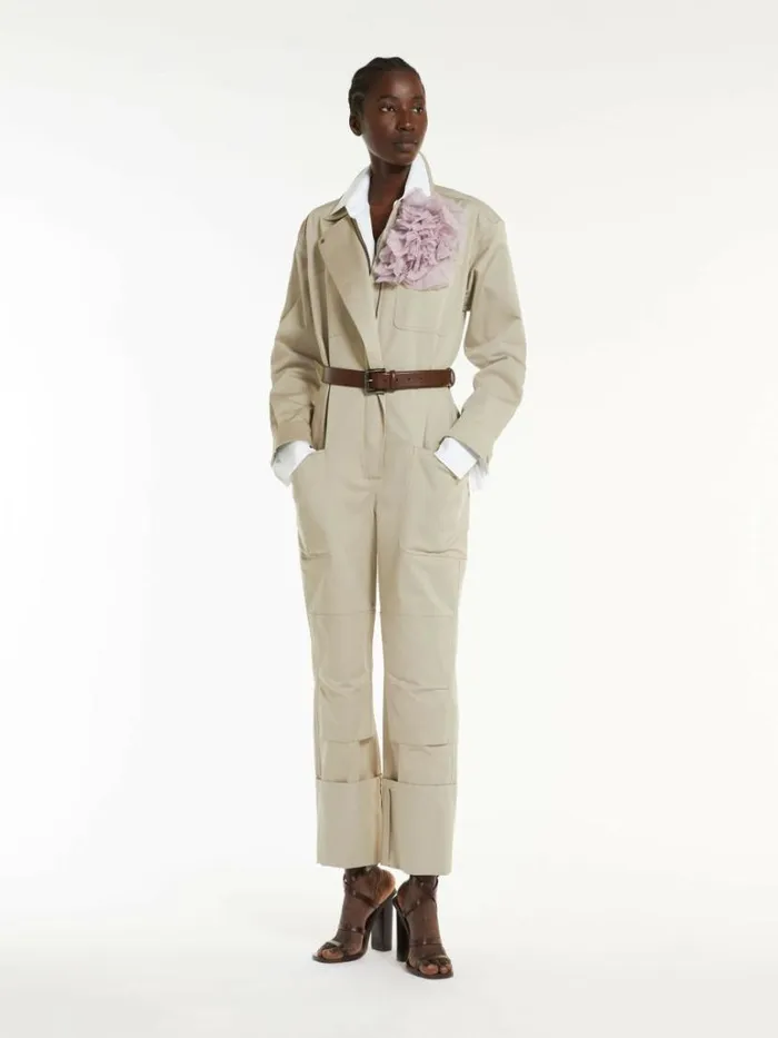 Women Max Mara Jumpsuits Stretch Cotton Workwear Jumpsuit Sage Green