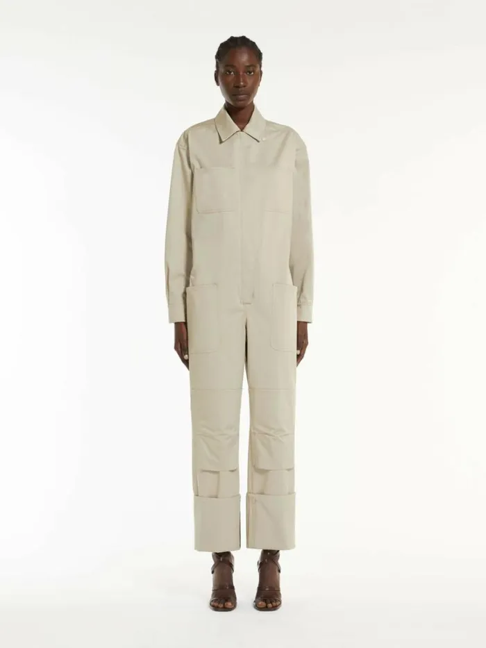 Women Max Mara Jumpsuits Stretch Cotton Workwear Jumpsuit Sage Green