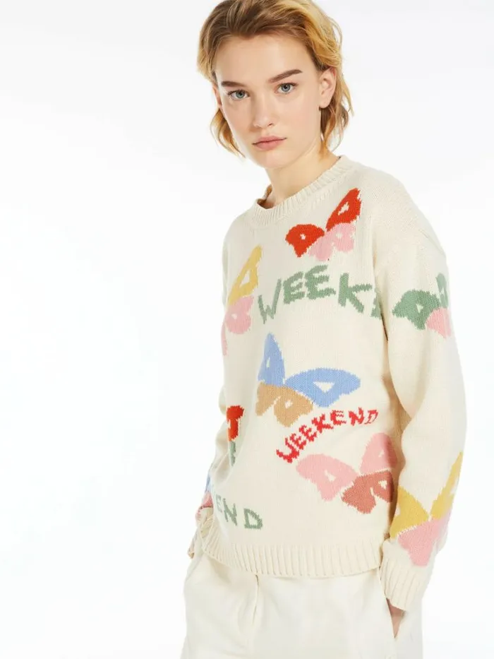 Women Max Mara Knitwear Cotton Inlay Sweater White