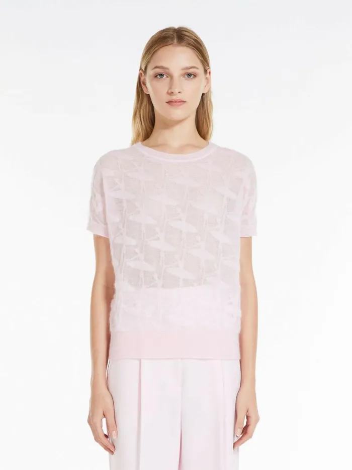 Women Max Mara Knitwear Jacquard Mohair Sweater Pink