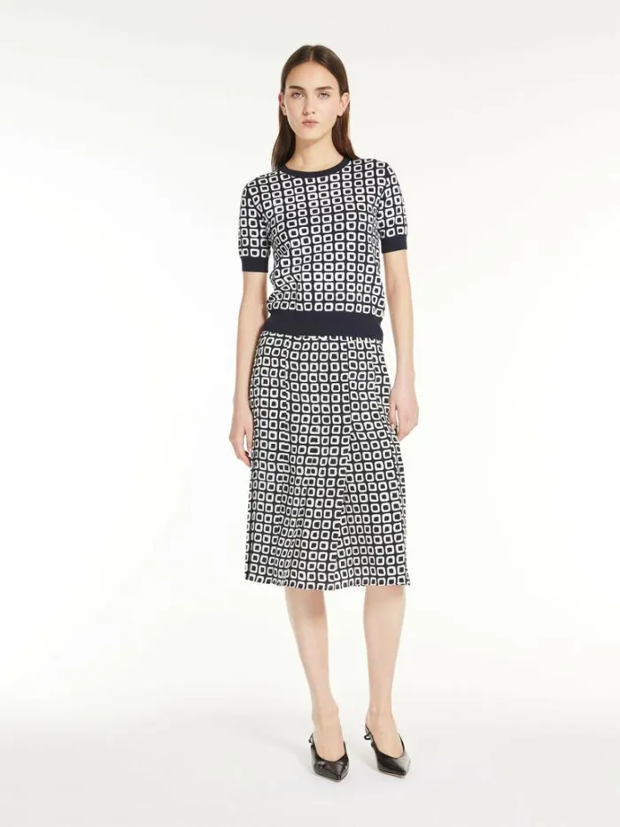 Women Max Mara Knitwear Jacquard Yarn Sweater Navy