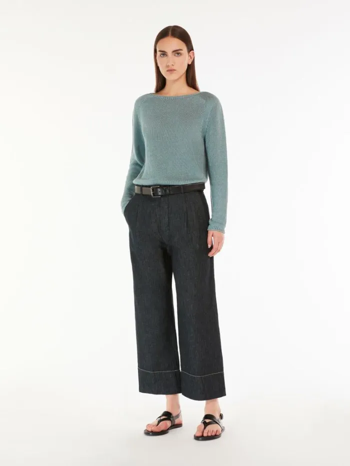 Women Max Mara Knitwear Linen Yarn Jumper Light Blue