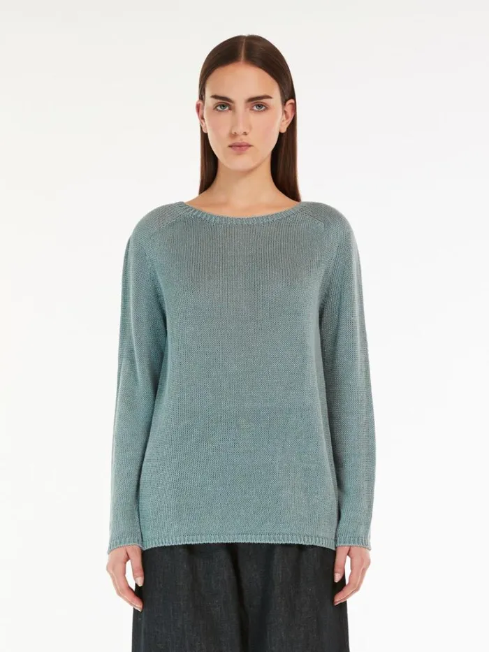 Women Max Mara Knitwear Linen Yarn Jumper Light Blue