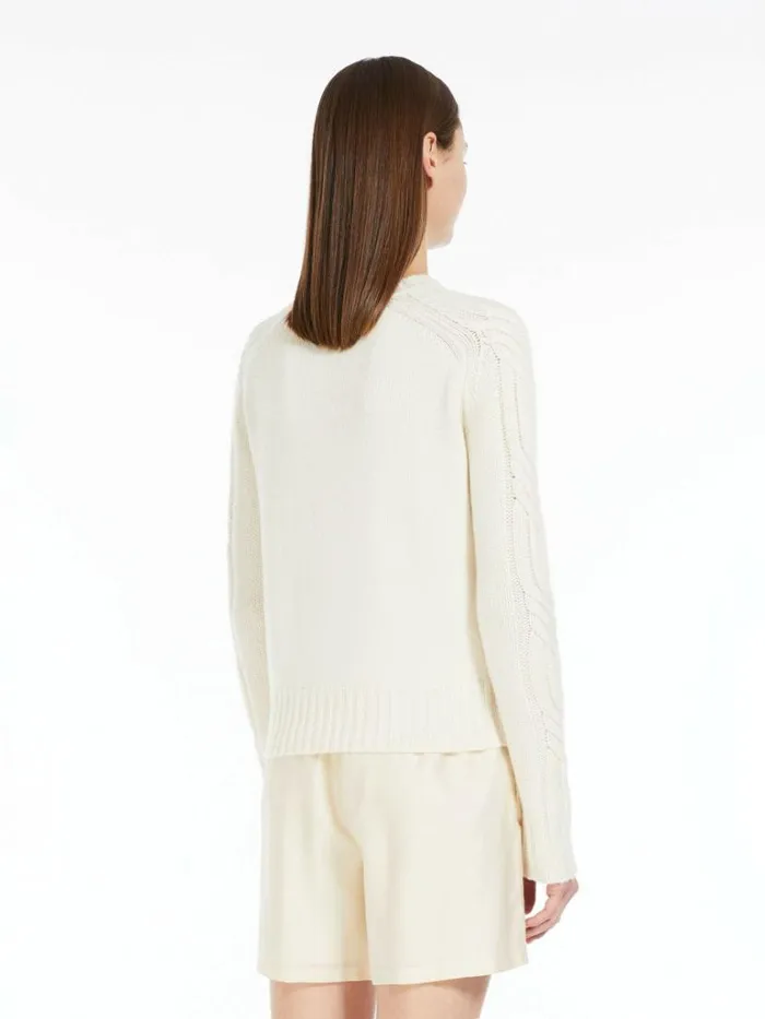 Women Max Mara Knitwear Pure Cashmere Crewneck Jumper Optical White
