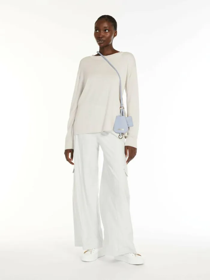Women Max Mara Knitwear Silk And Cotton Yarn Sweater Stone