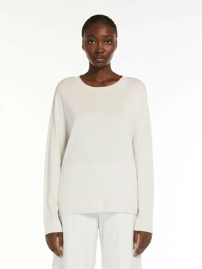 Women Max Mara Knitwear Silk And Cotton Yarn Sweater Stone