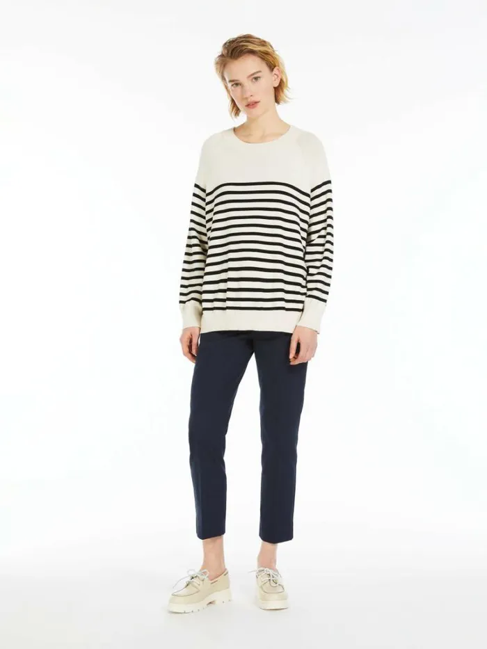 Women Max Mara Knitwear Striped Viscose Sweater Black