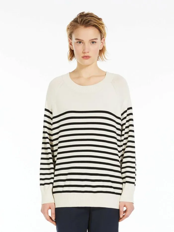 Women Max Mara Knitwear Striped Viscose Sweater Black