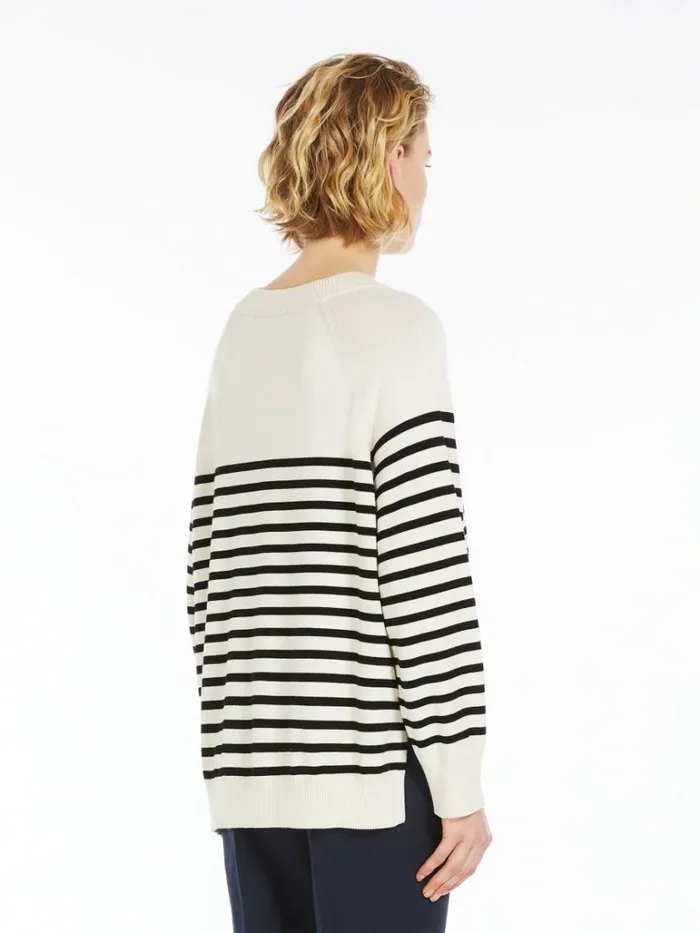 Women Max Mara Knitwear Striped Viscose Sweater Black
