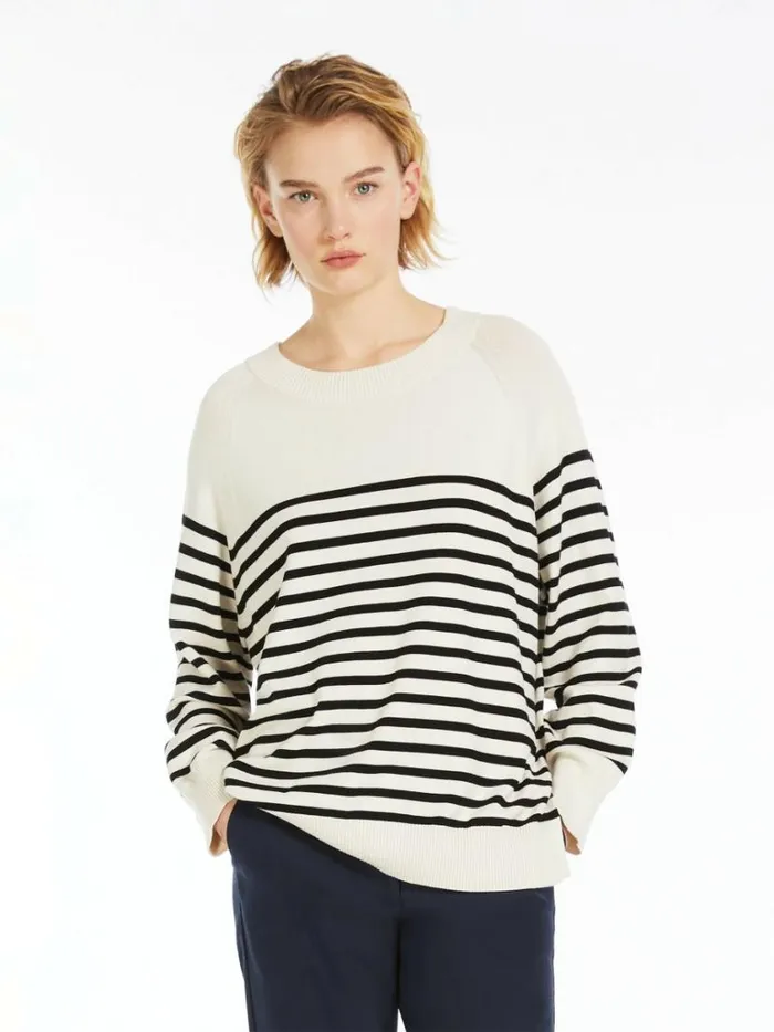 Women Max Mara Knitwear Striped Viscose Sweater Black
