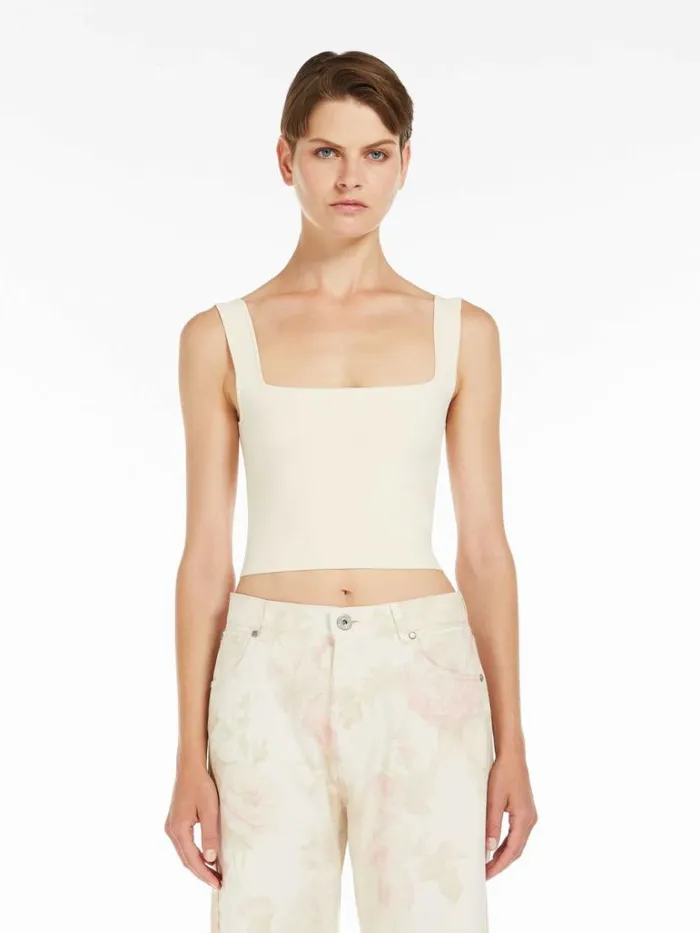 Women Max Mara Knitwear Viscose Yarn Vest Top Ivory