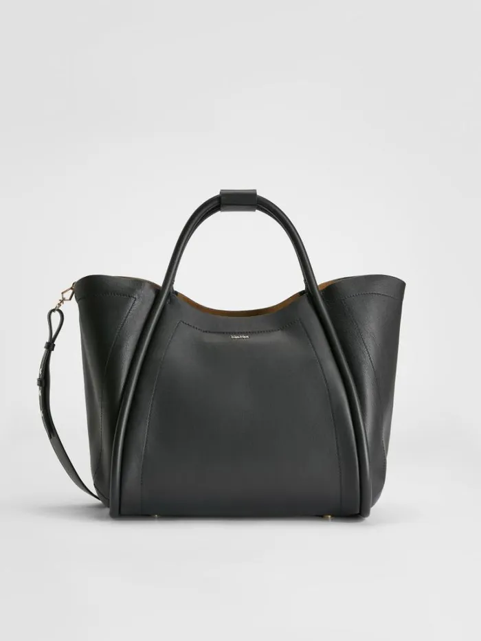 Women Max Mara Marine Bag Medium Leather Marine Bag Black