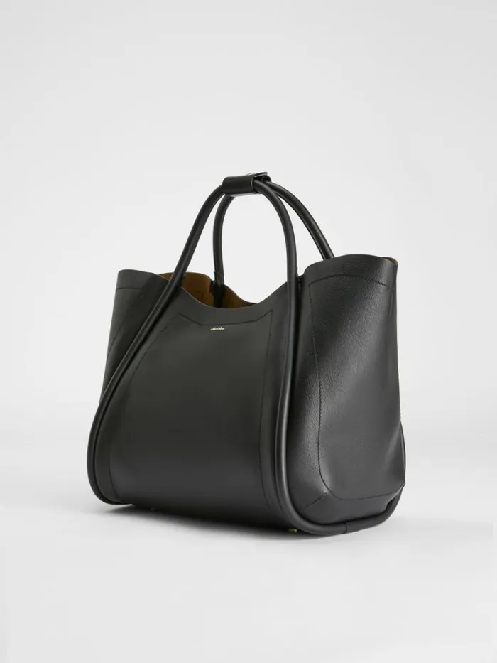Women Max Mara Marine Bag Medium Leather Marine Bag Black