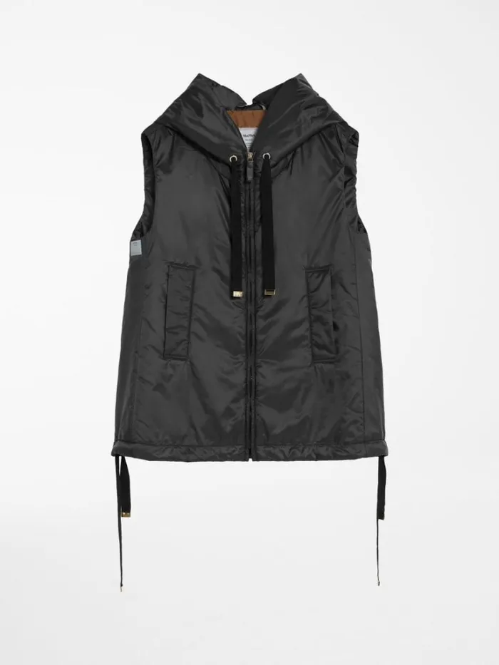 Women Max Mara Padded Coats Waterresistant Technical Canvas Gilet Black