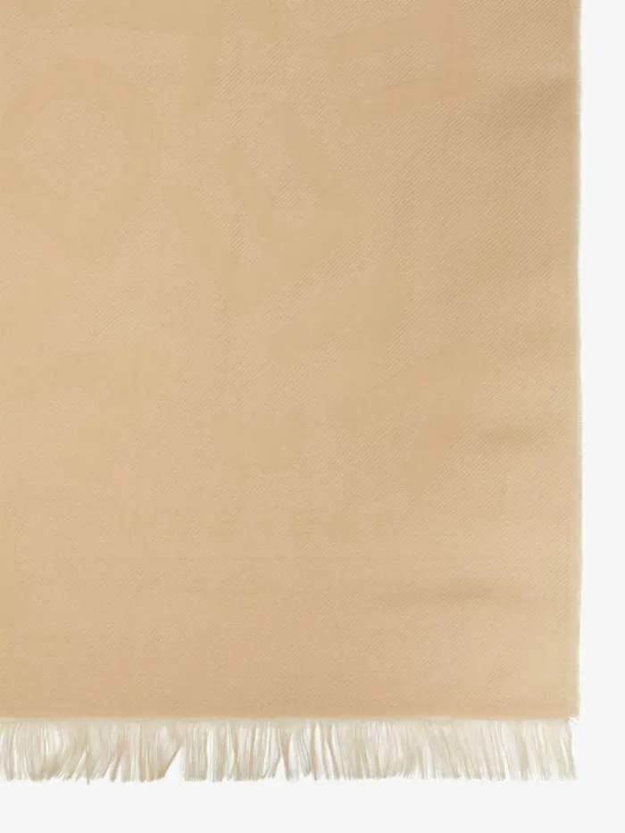 Women Max Mara Scarves And Foulards Jacquard Cotton Stole Beige