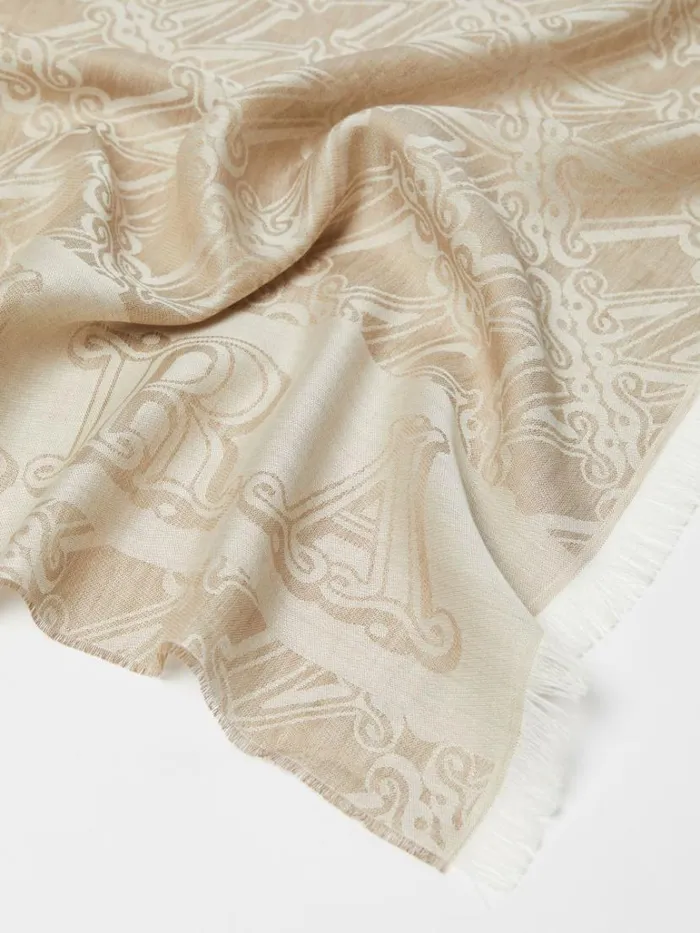 Women Max Mara Scarves And Foulards Jacquardknit Wool Silk And Linen Stole Sage Green