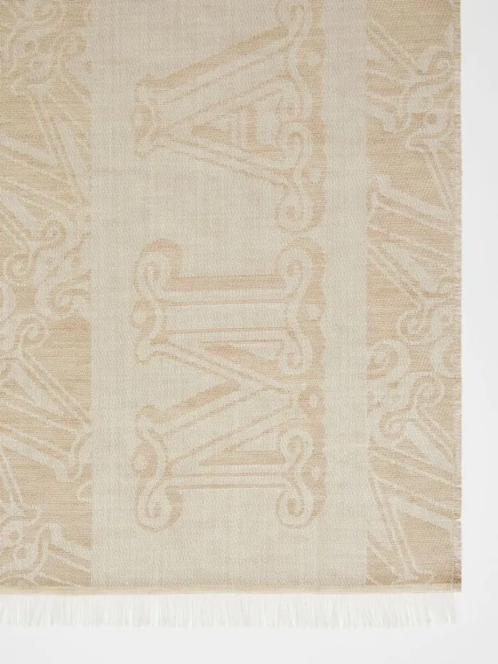 Women Max Mara Scarves And Foulards Jacquardknit Wool Silk And Linen Stole Sage Green