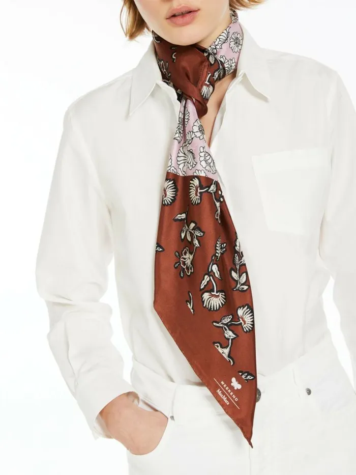 Women Max Mara Scarves And Foulards Silk Twill Scarf Tobacco