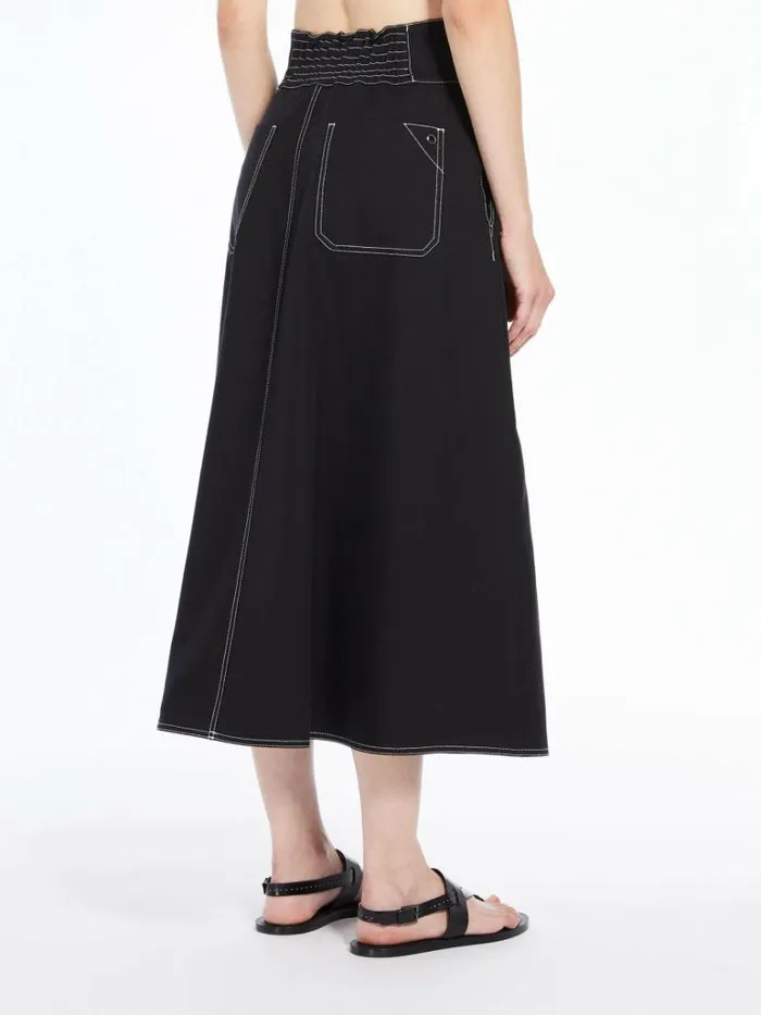 Women Max Mara Skirts Flared Skirt In Cotton And Linen Black