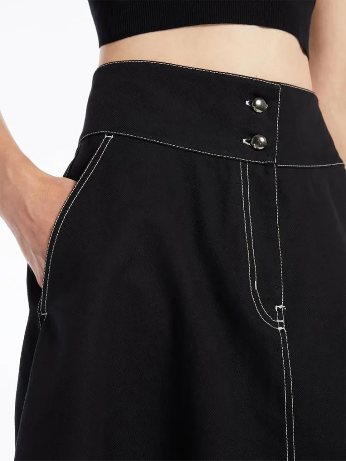 Women Max Mara Skirts Flared Skirt In Cotton And Linen Black