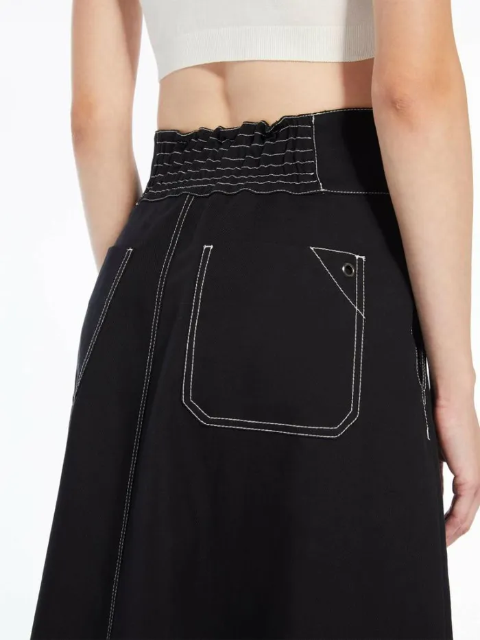 Women Max Mara Skirts Flared Skirt In Cotton And Linen Black