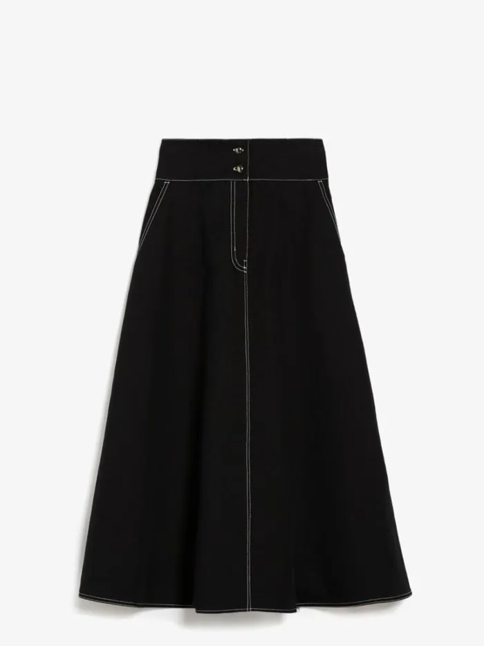 Women Max Mara Skirts Flared Skirt In Cotton And Linen Black