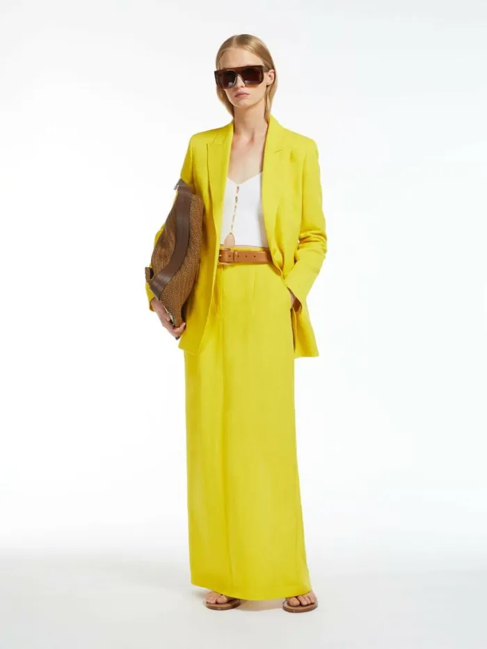 Women Max Mara Skirts Long Viscose And Linen Skirt Yellow