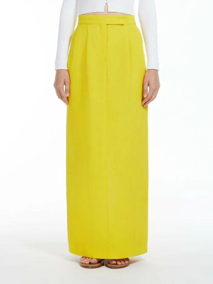 Women Max Mara Skirts Long Viscose And Linen Skirt Yellow
