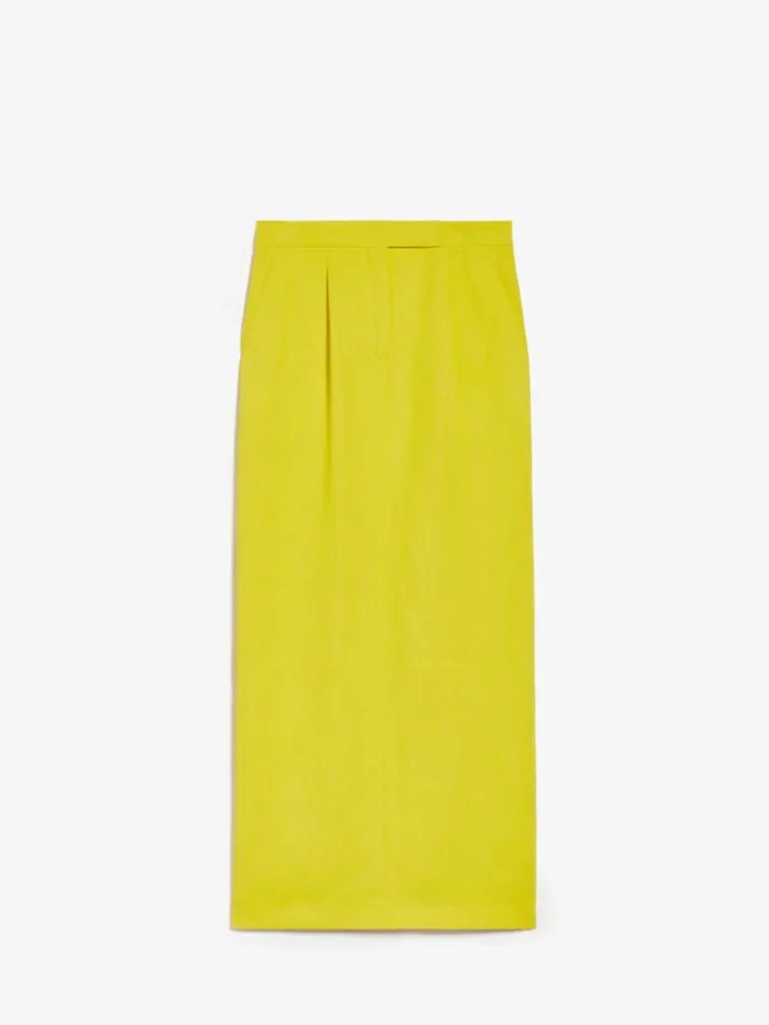 Women Max Mara Skirts Long Viscose And Linen Skirt Yellow
