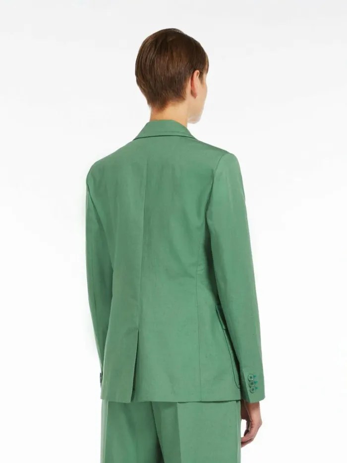 Women Max Mara Suit Cotton And Linen Canvas Blazer Green