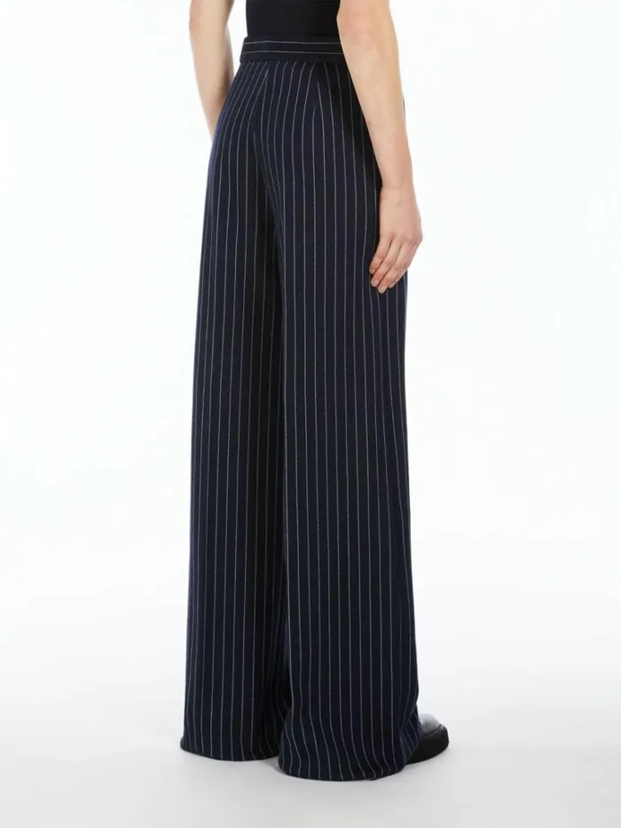 Women Max Mara Suit Cotton Cashmere And Silk Palazzo Trousers Ultramarine