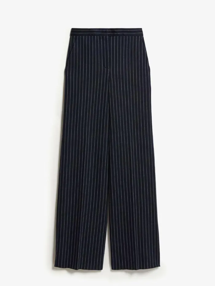 Women Max Mara Suit Cotton Cashmere And Silk Palazzo Trousers Ultramarine