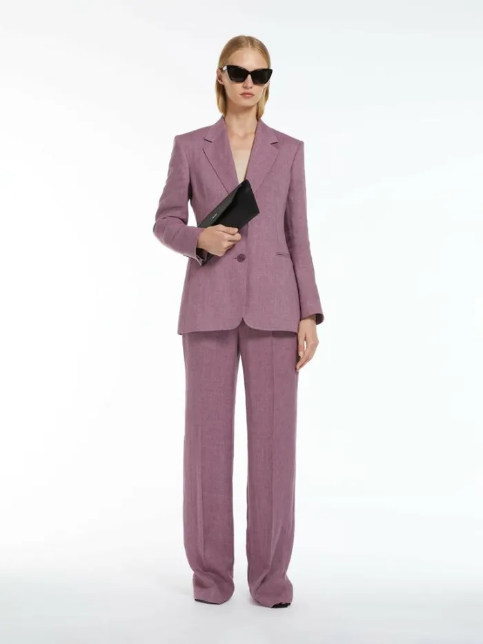 Women Max Mara Suit Faded Linen Blazer Mauve