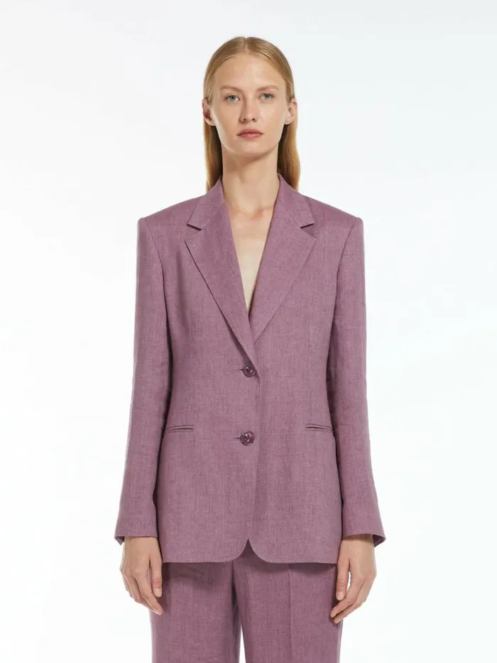 Women Max Mara Suit Faded Linen Blazer Mauve