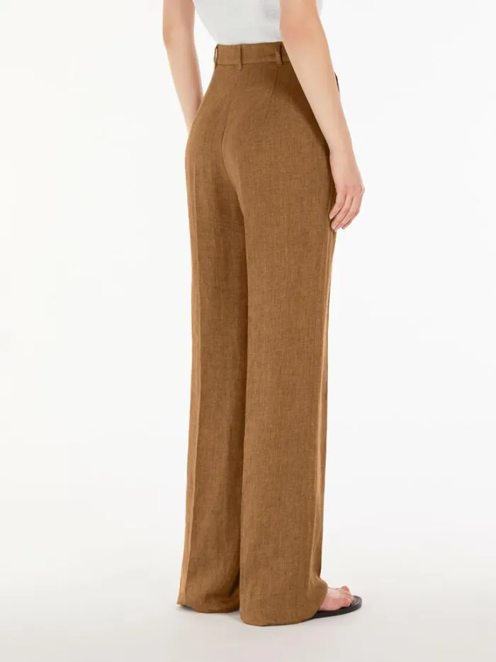 Women Max Mara Suit Faded Linen Trousers Beige