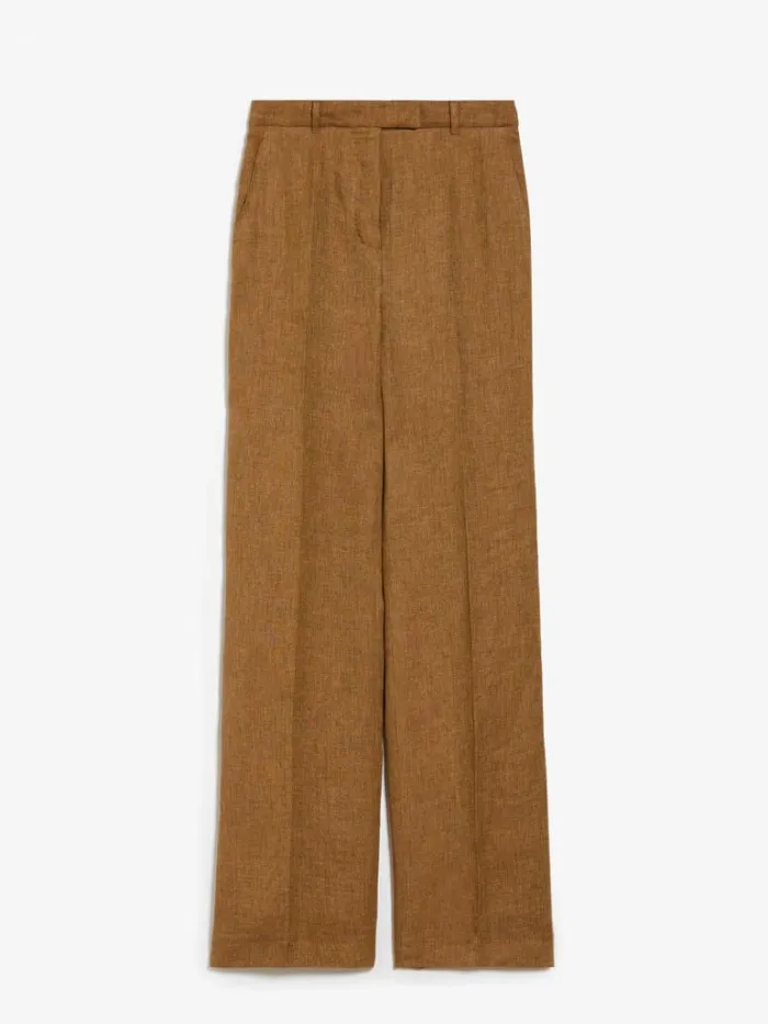 Women Max Mara Suit Faded Linen Trousers Beige