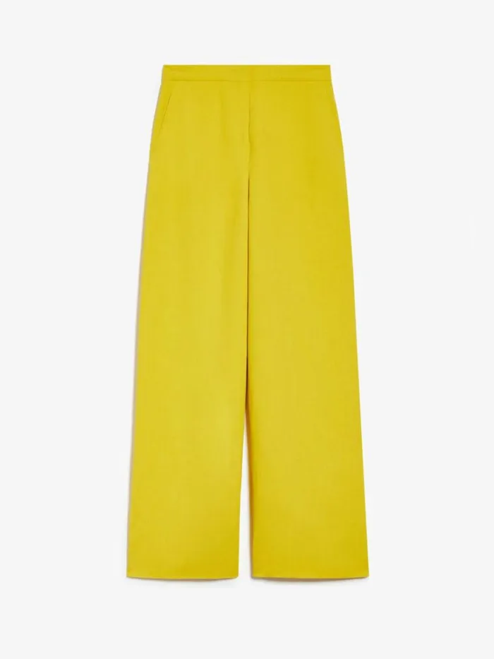 Women Max Mara Suit Flowing Viscose And Linen Trousers Yellow